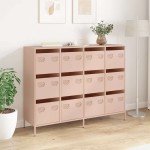 vidaXL Dulap, roz, 135x39x103,5 cm, oțel laminat la rece