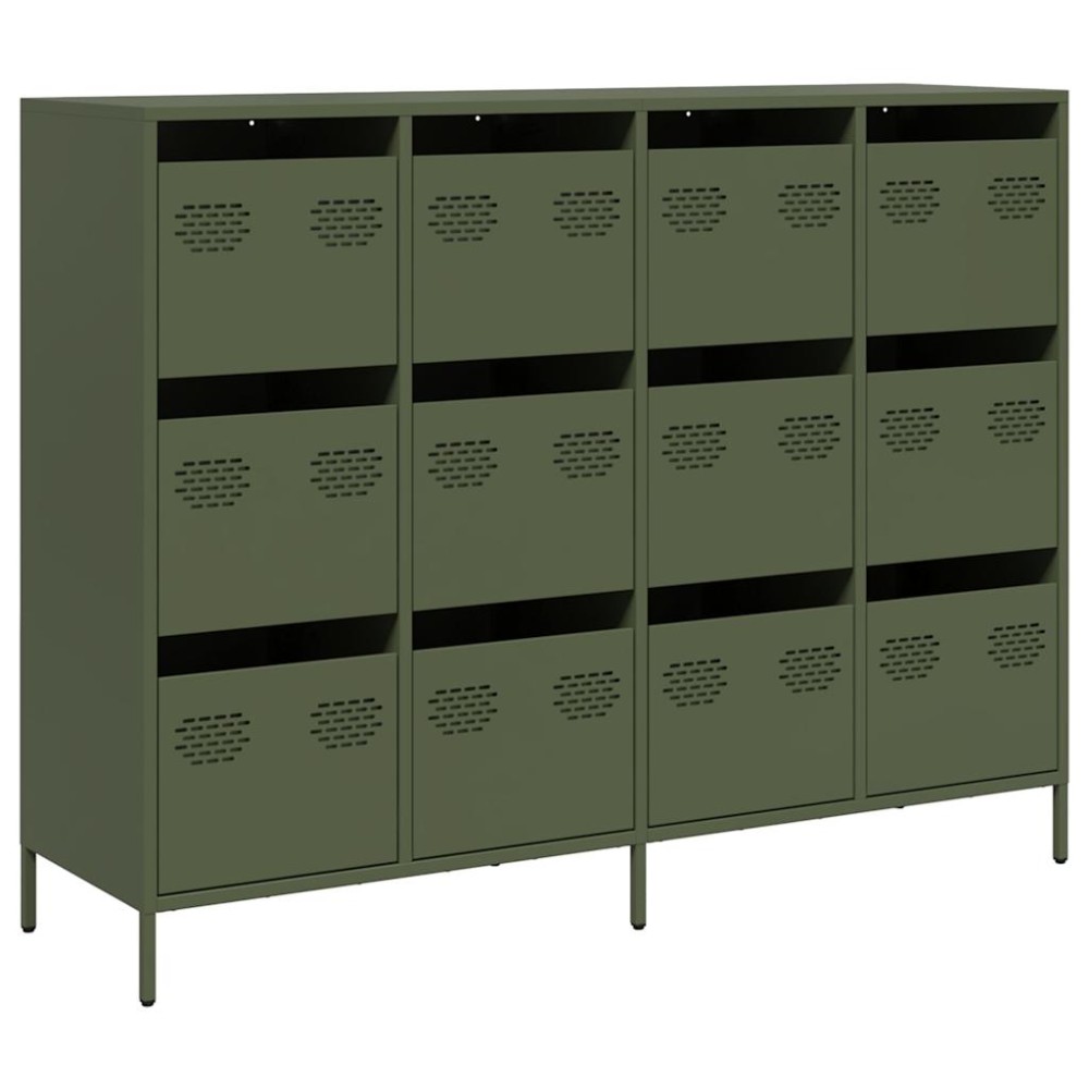 vidaXL Dulap, verde măsliniu, 135x39x103,5 cm, oțel laminat la rece