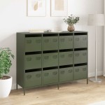 vidaXL Dulap, verde măsliniu, 135x39x103,5 cm, oțel laminat la rece