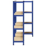 vidaXL Rafturi de depozitare cu 5 niveluri, 3 buc., albastru oțel/lemn vidaXL Rafturi de depozitare cu 5 niveluri, 3 buc., albastru oțel/lemn