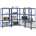 vidaXL Rafturi de depozitare cu 4 niveluri, 4 buc., albastru oțel/lemn vidaXL Rafturi de depozitare cu 4 niveluri, 4 buc., albastru oțel/lemn