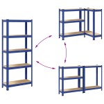 vidaXL Rafturi de depozitare cu 5 niveluri, 2 buc., albastru oțel/lemn vidaXL Rafturi de depozitare cu 5 niveluri, 2 buc., albastru oțel/lemn