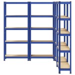 vidaXL Rafturi de depozitare cu 5 niveluri, 4 buc., albastru oțel/lemn vidaXL Rafturi de depozitare cu 5 niveluri, 4 buc., albastru oțel/lemn