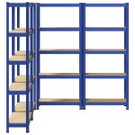 vidaXL Rafturi de depozitare cu 5 niveluri, 4 buc., albastru oțel/lemn vidaXL Rafturi de depozitare cu 5 niveluri, 4 buc., albastru oțel/lemn