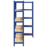 vidaXL Rafturi de depozitare cu 5 niveluri, 3 buc., albastru oțel/lemn vidaXL Rafturi de depozitare cu 5 niveluri, 3 buc., albastru oțel/lemn