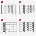 vidaXL Raft rezistent cu 5 niveluri, 4 buc., oțel argintiu și lemn vidaXL Raft rezistent cu 5 niveluri, 4 buc., oțel argintiu și lemn
