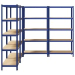vidaXL Rafturi de depozitare cu 5 niveluri, 4 buc., albastru oțel/lemn vidaXL Rafturi de depozitare cu 5 niveluri, 4 buc., albastru oțel/lemn