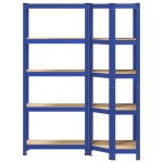 vidaXL Set 2 rafturi cu 5 straturi din oțel albastru și lemn prelucrat vidaXL Set 2 rafturi cu 5 straturi din oțel albastru și lemn prelucrat