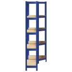 vidaXL Set 2 rafturi cu 5 straturi din oțel albastru și lemn prelucrat vidaXL Set 2 rafturi cu 5 straturi din oțel albastru și lemn prelucrat