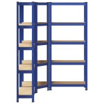 vidaXL Set de 3 rafturi cu 5 straturi oțel albastru și lemn prelucrat vidaXL Set de 3 rafturi cu 5 straturi oțel albastru și lemn prelucrat