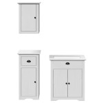 vidaXL Set mobilier baie, 3 piese, „BODO”, alb, lemn masiv de pin vidaXL Set mobilier baie, 3 piese, „BODO”, alb, lemn masiv de pin