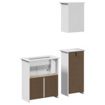 vidaXL Set mobilier baie, 3 piese, „BODO”, alb, lemn masiv de pin vidaXL Set mobilier baie, 3 piese, „BODO”, alb, lemn masiv de pin