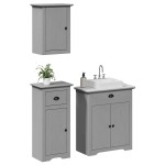vidaXL Set de mobilier de baie din 3 piese lemn masiv de pin gri vidaXL Set de mobilier de baie din 3 piese lemn masiv de pin gri