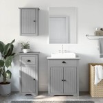 vidaXL Set de mobilier de baie din 3 piese lemn masiv de pin gri vidaXL Set de mobilier de baie din 3 piese lemn masiv de pin gri