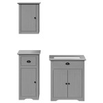 vidaXL Set de mobilier de baie din 3 piese lemn masiv de pin gri vidaXL Set de mobilier de baie din 3 piese lemn masiv de pin gri