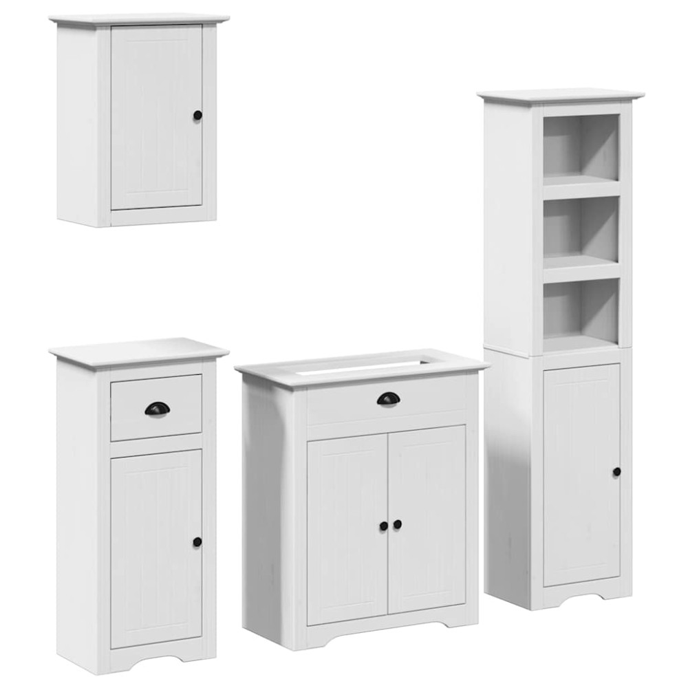 vidaXL Set mobilier baie BODO, 4 piese, alb, lemn masiv de pin