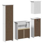 vidaXL Set mobilier baie BODO, 4 piese, alb, lemn masiv de pin vidaXL Set mobilier baie BODO, 4 piese, alb, lemn masiv de pin