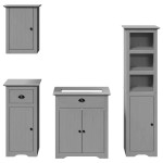 vidaXL Set de mobilier de baie din 4 piese lemn masiv de pin gri vidaXL Set de mobilier de baie din 4 piese lemn masiv de pin gri