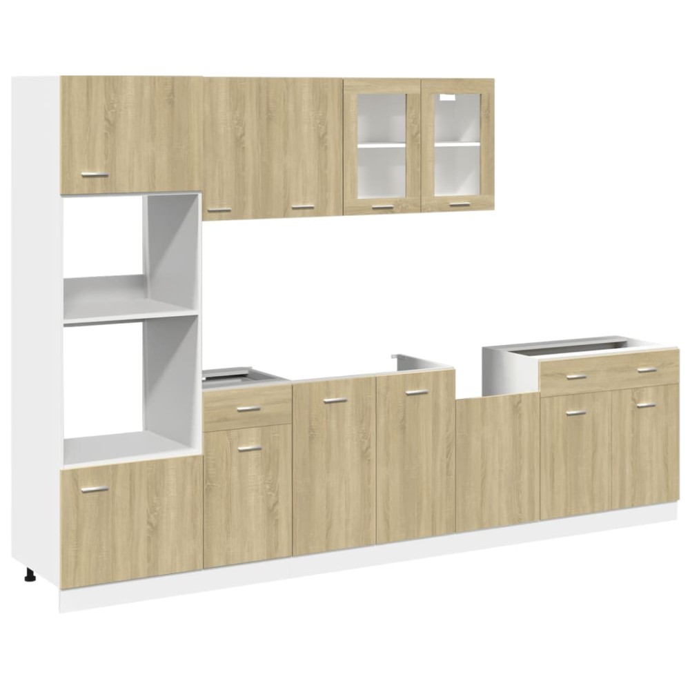 vidaXL Set dulapuri de bucătărie 7 piese stejar sonoma, lemn prelucrat
