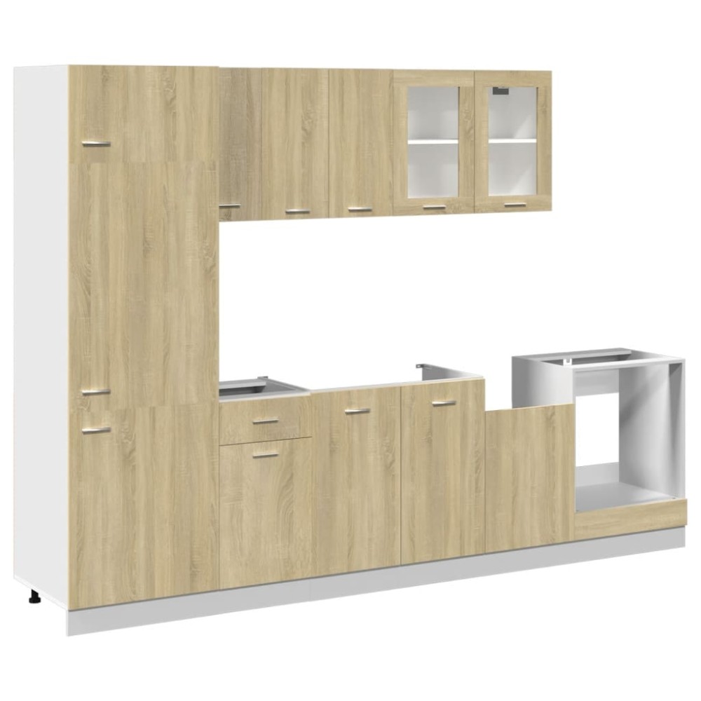 vidaXL Set dulap de bucătărie “Lyon”, 8 piese, stejar sonoma
