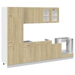 vidaXL Set dulap de bucătărie “Lyon”, 8 piese, stejar sonoma vidaXL Set dulap de bucătărie “Lyon”, 8 piese, stejar sonoma