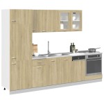 vidaXL Set dulap de bucătărie “Lyon”, 8 piese, stejar sonoma vidaXL Set dulap de bucătărie “Lyon”, 8 piese, stejar sonoma