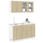 vidaXL Set dulapuri de bucătărie 4 piese stejar sonoma, lemn prelucrat
