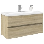 vidaXL Set mobilier de baie, 2 piese, ceramică și lemn prelucrat