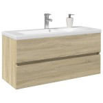 vidaXL Set mobilier de baie, 2 piese, ceramică și lemn prelucrat