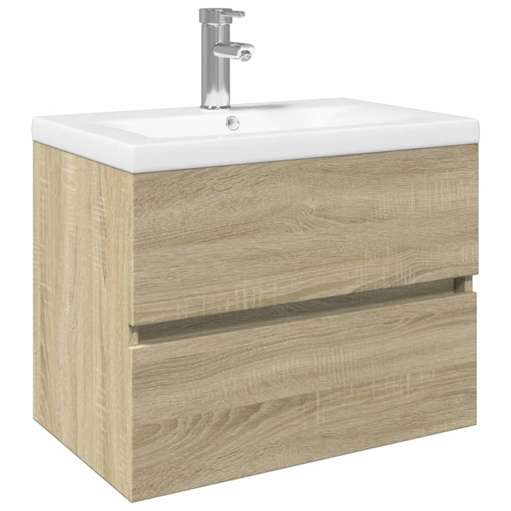 vidaXL Set mobilier de baie, 2 piese, ceramică și lemn prelucrat