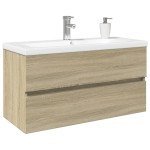 vidaXL Set mobilier de baie, 2 piese, ceramică și lemn prelucrat