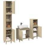vidaXL Set mobilier de baie, 3 piese, stejar sonoma, lemn prelucrat vidaXL Set mobilier de baie, 3 piese, stejar sonoma, lemn prelucrat