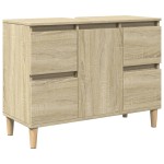 vidaXL Set mobilier de baie, 3 piese, stejar sonoma, lemn prelucrat