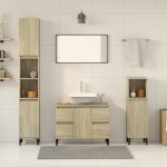 vidaXL Set mobilier de baie, 3 piese, stejar sonoma, lemn prelucrat
