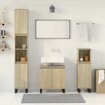 vidaXL Set mobilier de baie, 3 piese, stejar sonoma, lemn prelucrat vidaXL Set mobilier de baie, 3 piese, stejar sonoma, lemn prelucrat