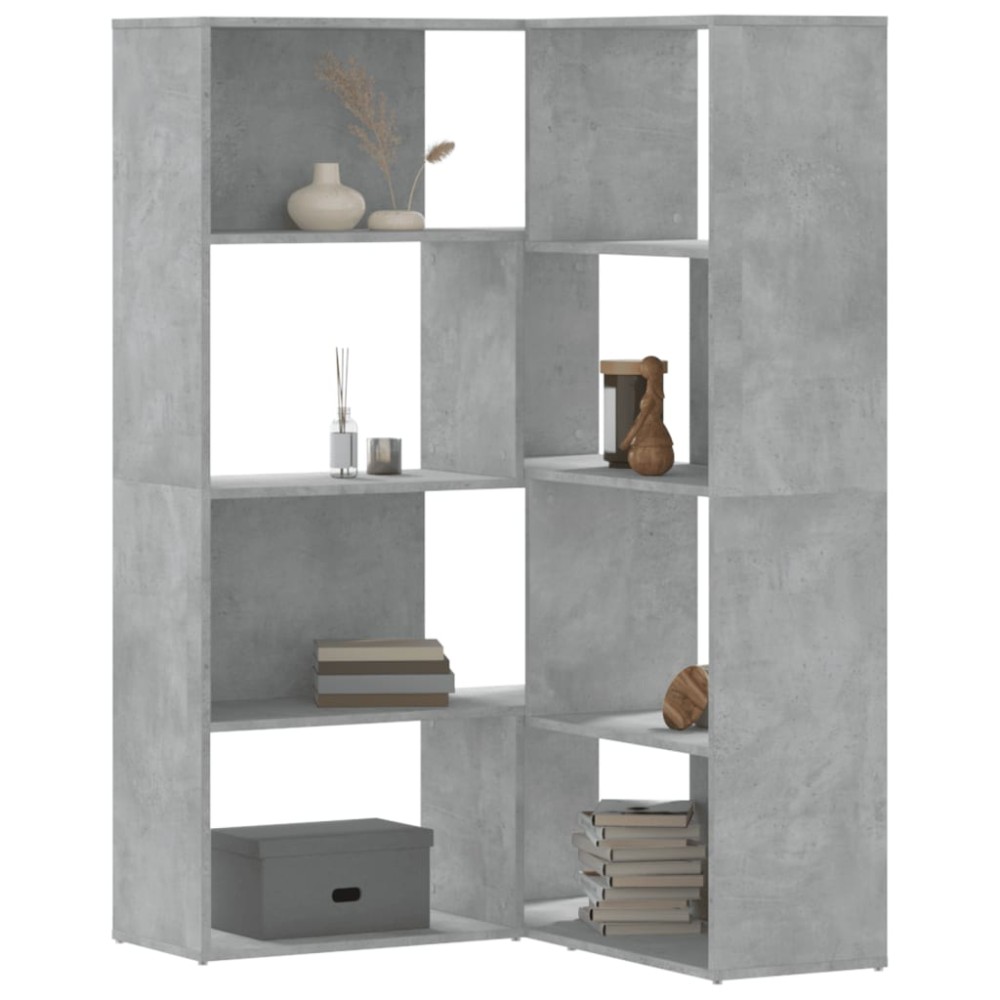 vidaXL Bibliotecă 4 niveluri gri beton 85x85x140 cm lemn prelucrat