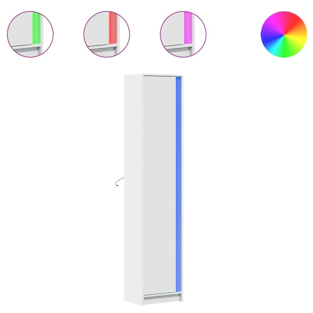 vidaXL Dulap înalt cu LED alb 41,5x32,5x200 cm lemn prelucrat