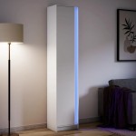 vidaXL Dulap înalt cu LED alb 41,5x32,5x200 cm lemn prelucrat vidaXL Dulap înalt cu LED alb 41,5x32,5x200 cm lemn prelucrat