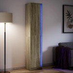 vidaXL Dulap înalt cu LED stejar sonoma 41,5x32,5x200cm lemn prelucrat vidaXL Dulap înalt cu LED stejar sonoma 41,5x32,5x200cm lemn prelucrat