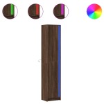 vidaXL Dulap înalt cu LED stejar maro 41,5x32,5x200 cm lemn prelucrat vidaXL Dulap înalt cu LED stejar maro 41,5x32,5x200 cm lemn prelucrat