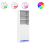vidaXL Dulap înalt cu LED alb 69x32,5x200 cm lemn prelucrat vidaXL Dulap înalt cu LED alb 69x32,5x200 cm lemn prelucrat