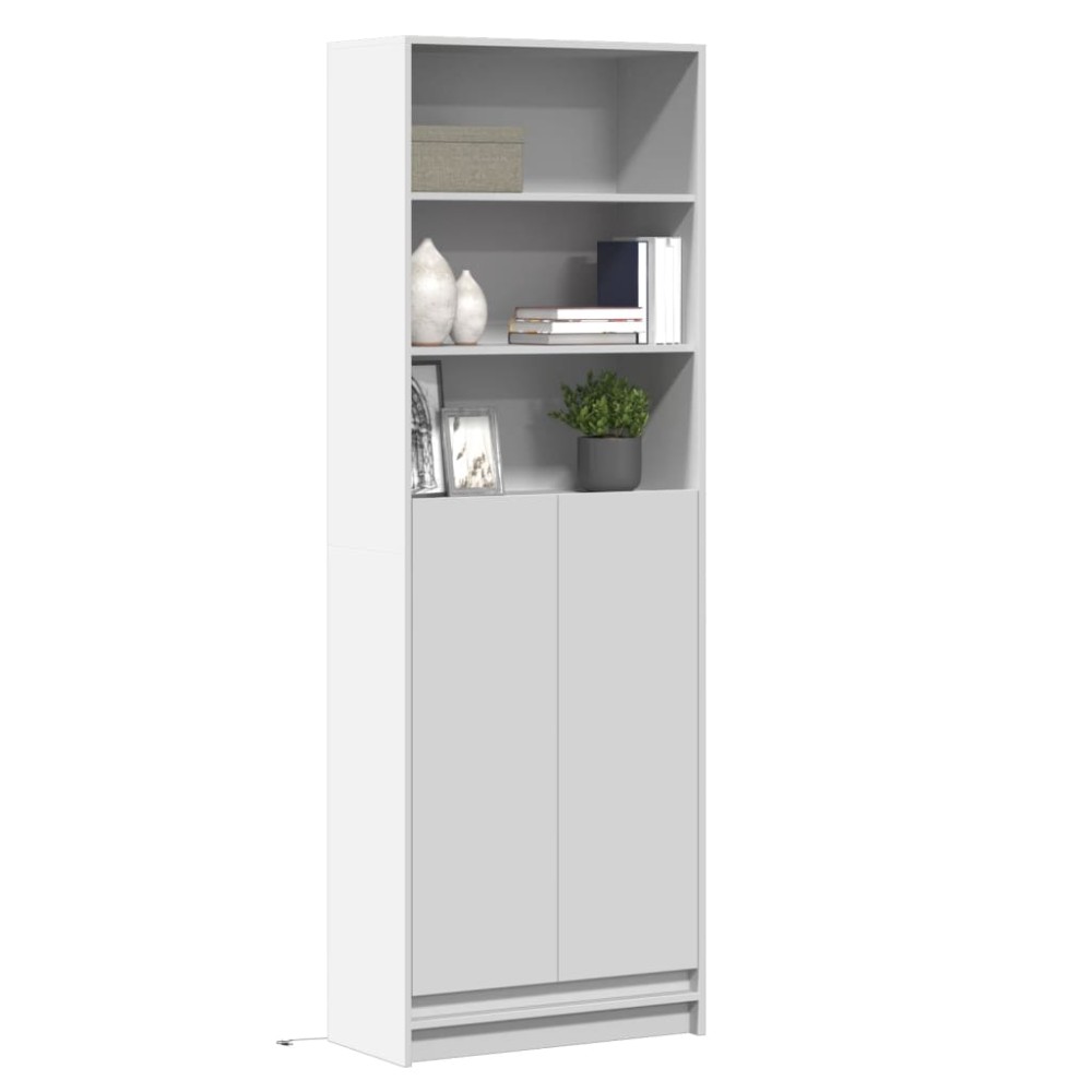 vidaXL Dulap înalt cu LED alb 69x32,5x200 cm lemn prelucrat