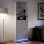 vidaXL Dulap înalt cu LED alb 69x32,5x200 cm lemn prelucrat vidaXL Dulap înalt cu LED alb 69x32,5x200 cm lemn prelucrat