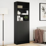 vidaXL Dulap înalt cu LED negru 69x32,5x200 cm lemn prelucrat vidaXL Dulap înalt cu LED negru 69x32,5x200 cm lemn prelucrat