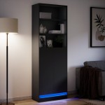 vidaXL Dulap înalt cu LED negru 69x32,5x200 cm lemn prelucrat vidaXL Dulap înalt cu LED negru 69x32,5x200 cm lemn prelucrat