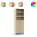 vidaXL Dulap înalt cu LED stejar sonoma 69x32,5x200 cm lemn prelucrat vidaXL Dulap înalt cu LED stejar sonoma 69x32,5x200 cm lemn prelucrat