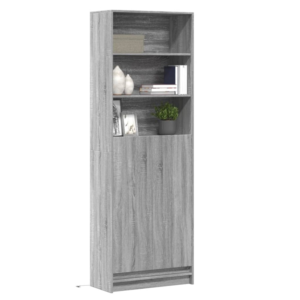 vidaXL Dulap înalt cu LED gri sonoma 69x32,5x200 cm lemn prelucrat
