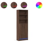 vidaXL Dulap înalt cu LED stejar maro 69x32,5x200 cm lemn prelucrat vidaXL Dulap înalt cu LED stejar maro 69x32,5x200 cm lemn prelucrat