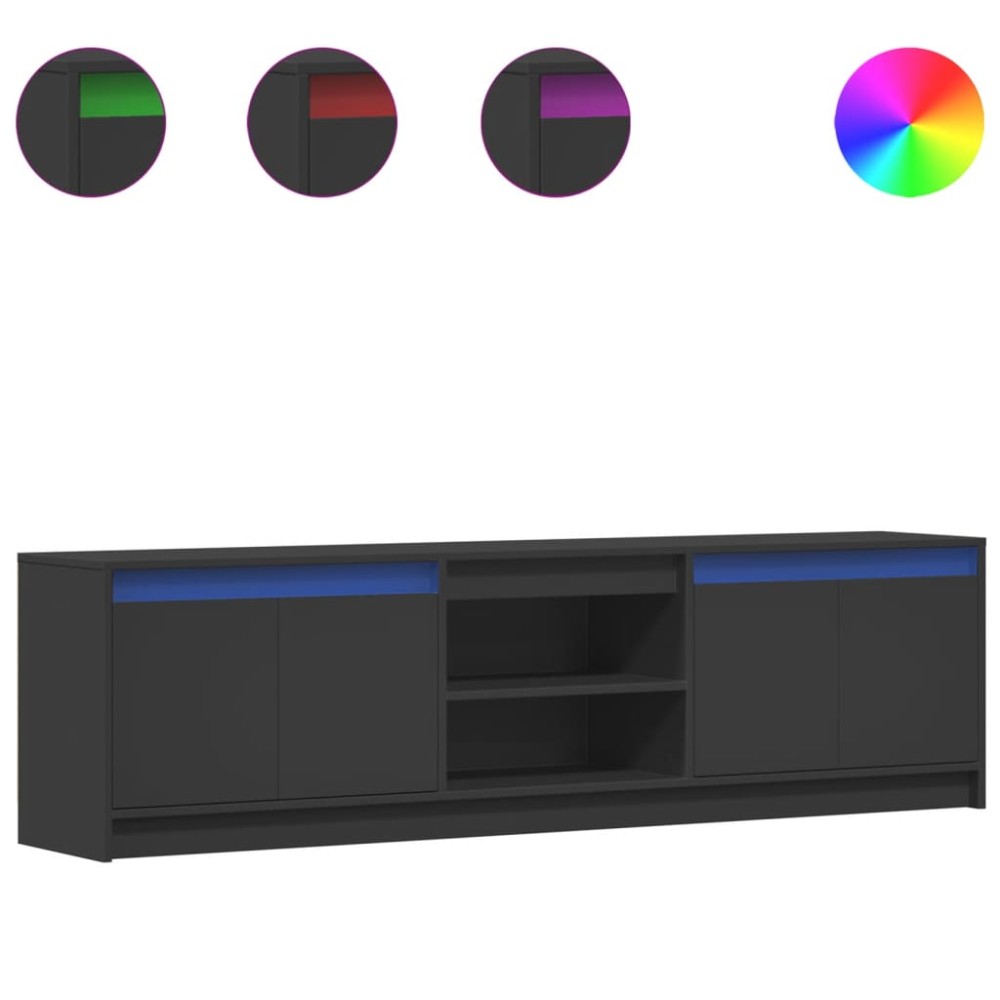 vidaXL Dulap TV cu LED, negru, 180x34x50 cm, lemn prelucrat