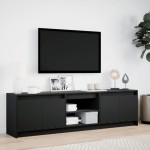vidaXL Dulap TV cu LED, negru, 180x34x50 cm, lemn prelucrat
